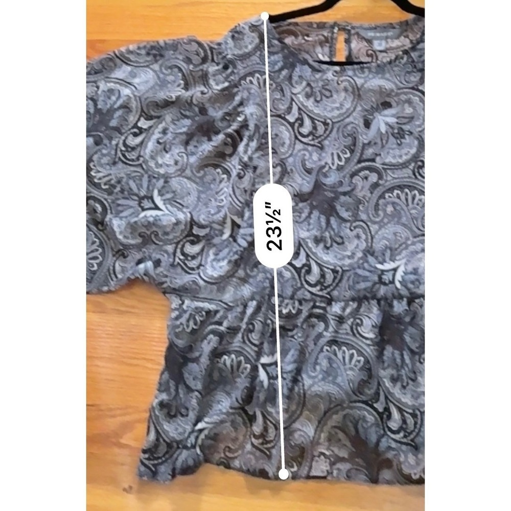 Primark Womens Cropped‎ Sheer Paisley Blouse 14 Cinched Waist Boho Festival Chic - Picture 9 of 9